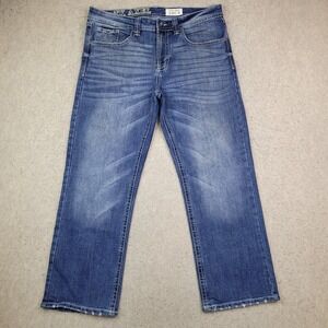 TK‎ Axel Jeans Mens 36x30 Blue Slim Boot Thick Stitch Western Cowboy Whiskered